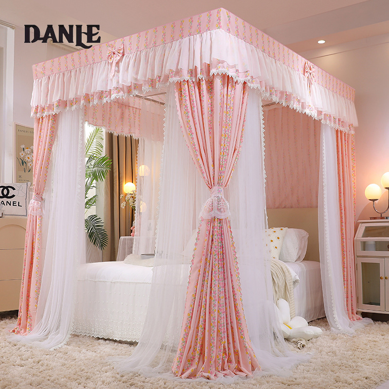 New double tent yarn floor court mosquito net Double lever cream wind lace shading mosquito bed mantle mosquito net ราคา 1,707 บาท*ส่งฟรี
