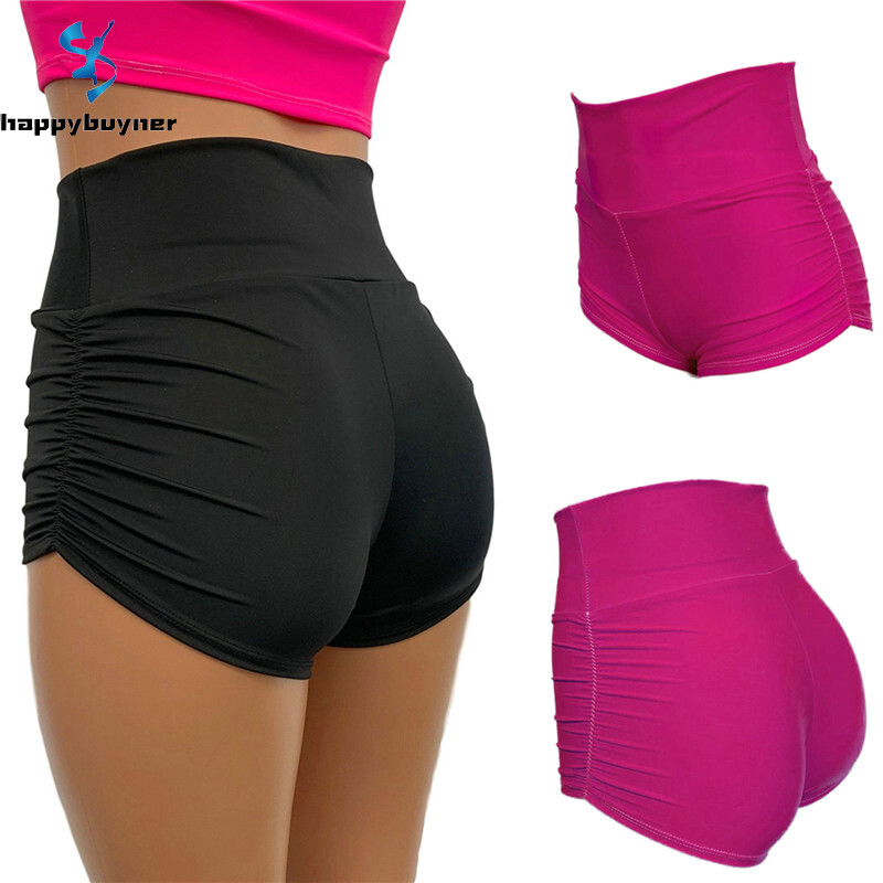 Happybuyner Phụ Nữ Quần Short, Quần Thường Ngày Ôm Sát Eo Cao Co Giãn, Quần Áo Nịt Ôm Sát Mùa Hè Cho Nữ Quần Đùi Nữ Tập Yoga Xếp Nếp Nóng Bỏng