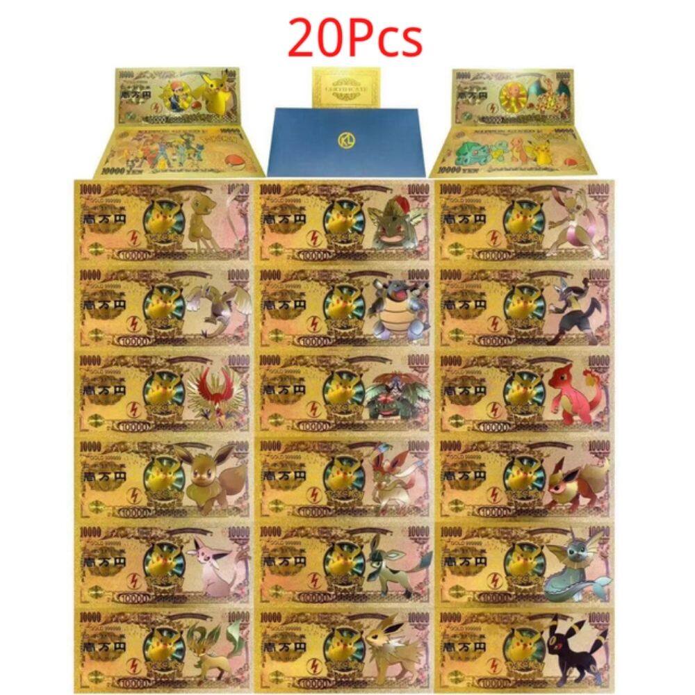 5-11Pcs Pokemon CARDS Pikachu Pokeball Banknote 10000 Yen Plastic Banknote