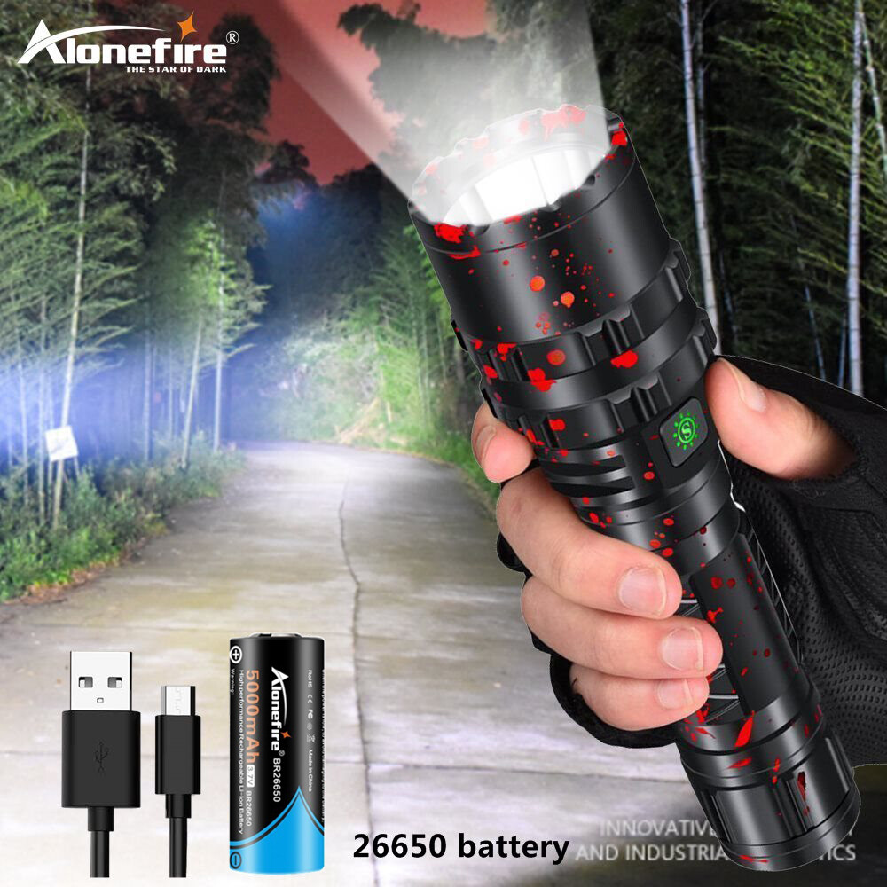 Alonefire Đèn Pin LED Chiến Thuật G200 8000LM Mạnh Mẽ XHP50.2, Đèn Pin Chống Nước Xlamp Siêu Sáng Đèn Lồng, Cắm Trại