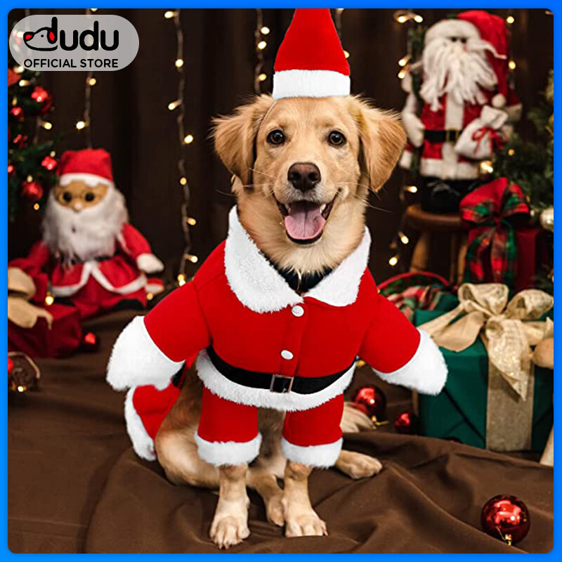 DUDU Quần Áo Hóa Trang Vui Nhộn Cho Thú Cưng Trang Phục Ông Già Noel Cho Chó Bộ Đồ Có Mũ Trang Phục Giáng Sinh Cho Cún Con Trang Phục Dự Tiệc Áo Ấm Giáng Sinh Cho Chó Mèo 