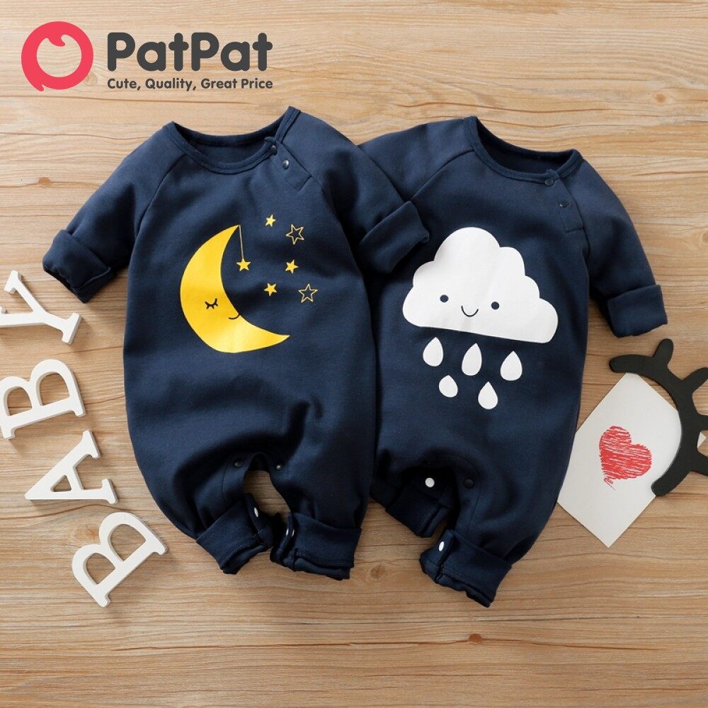 PatPat Baby Boy Girl Romper Moon and Cloud Jumpsuit for 0-12 Months
