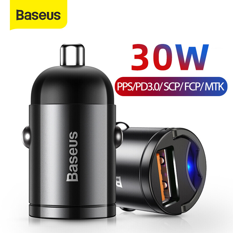 Bộ sạc ô tô Baseus 30W Quick QC4.0 PPS Sạc nhanh cho iPhone Phụ kiện bộ chuyển đổi bộ sạc tự động Samsung Samsung