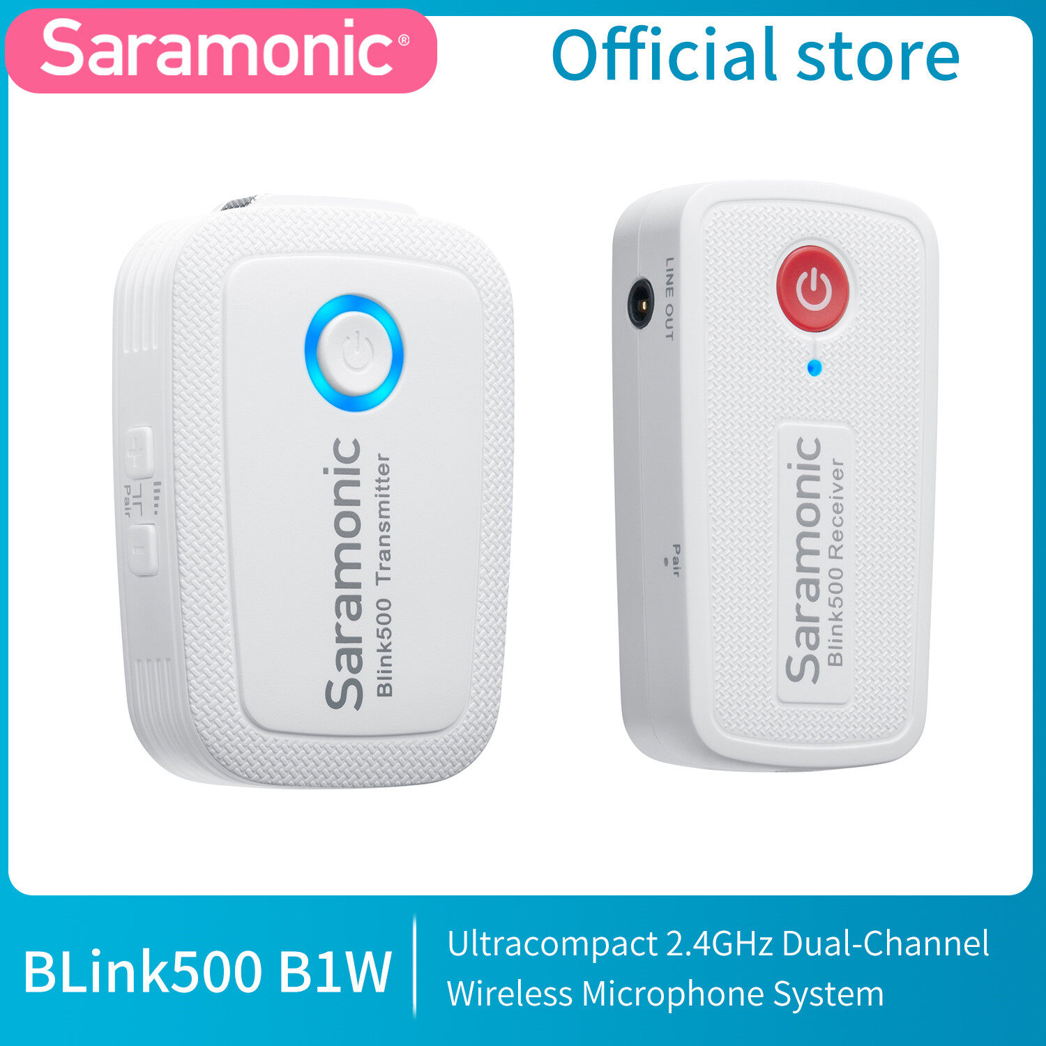Micro Lavalier Không Dây Hai Kênh Saramonic 2.4GHz Blink500 Cho Điện Thoại Máy Quay Video Không Gương Lật DSLR (Trắng)