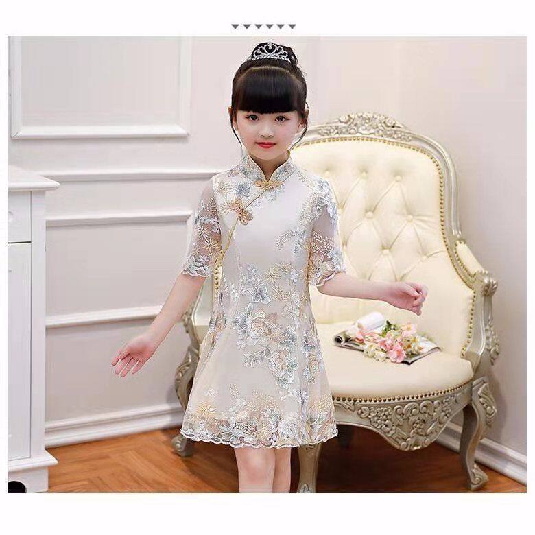 Girls cheongsam dress summer dress children's dress 2021 New Princess dress fashionable skirt girl Han Chinese clothing