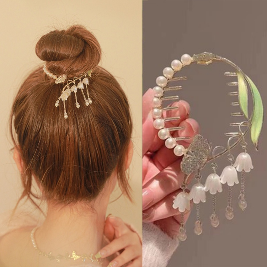 Kẹp tóc tua rua ngọc trai hình bướm đính đá cổ tích kẹp tóc hình hoa huệ lãng mạn của thung lũng kẹp tóc đầu tròn kẹp tóc cho nữ phụ kiện tóc