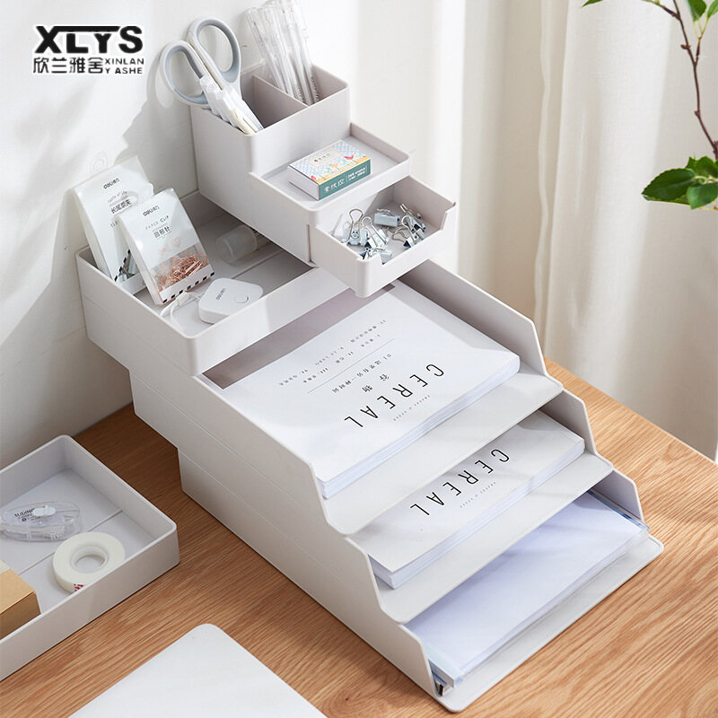 XINLANYASHE loại ngăn kéo hộp lưu trữ trên bàn hộp lưu trữ máy tính để bàn giá để bàn ngăn kéo ngăn kéo đa năng hộp đựng đồ lặt vặt văn phòng có ngăn kéo hộp tập tin Hộp lưu trữ máy tính để bàn bằng nhựa A4 ngăn kéo kệ