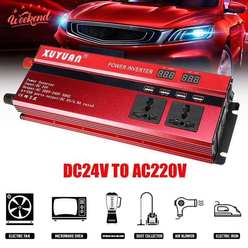 Auto SOLAR เครื่องแปลงไฟเครื่องแปลงกระแสไฟรถยนต์ประสิทธิภาพสูงแบบพกพา DC24V TO AC220V เครื่องชาร์จไฟแปลงกระแสไฟฟ้า LED