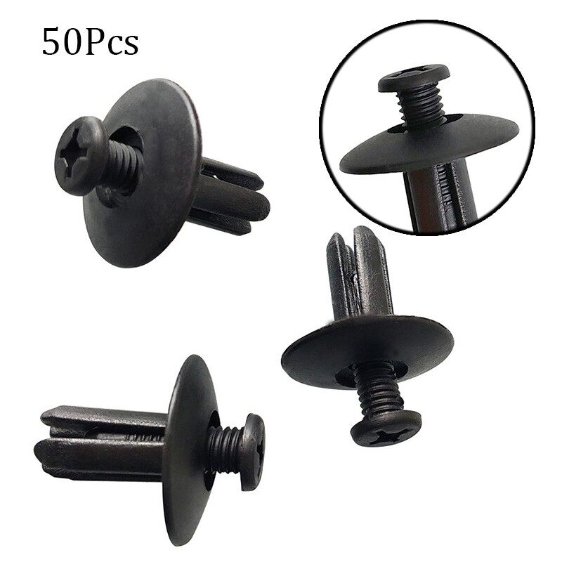 Kẹp Đẩy Lỗ 8Mm Ốc Vít Đinh Tán Bằng Nhựa Màu Đen Cho Đồ Trang Trí Cửa Cản Xe Ô Tô 50 Cái