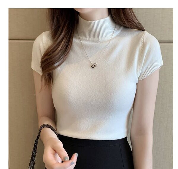 LUCKIN STORE Women's Knit Vest Bottoming Shirt Sweater Sleeveless Inner T-shirt Women's Blouse Summer Korean Tops Plus Size
