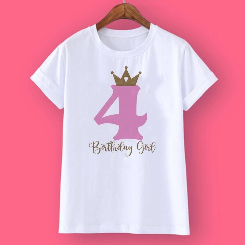 Funny Crown Gift of Birthday Girls Personalised T Shirt 1-10Y Custom Name T-Shirt Wild Tee Girls Party Tshirt Clothes Kids Gifts Fashion Tops - 2