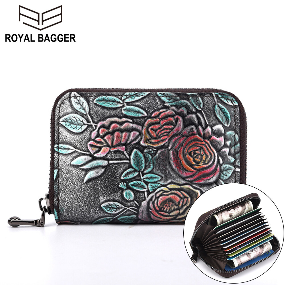 Royal Bagger Ví Ngắn RFID Thời Trang Cho Nữ Bằng Da Bò Thật Cho Nữ Ví Ví Đựng Thẻ Túi Kẹp Tiền Cổ Điển, Túi Đựng Đa Năng Dung Tích Cao Thường Ngày Cho Nữ Ví Nhiều Vị Trí Thẻ