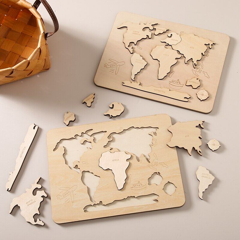 Bản đồ thế giới gỗ câu đố đồ chơi trẻ em giáo dục nhận thức câu đố thông
