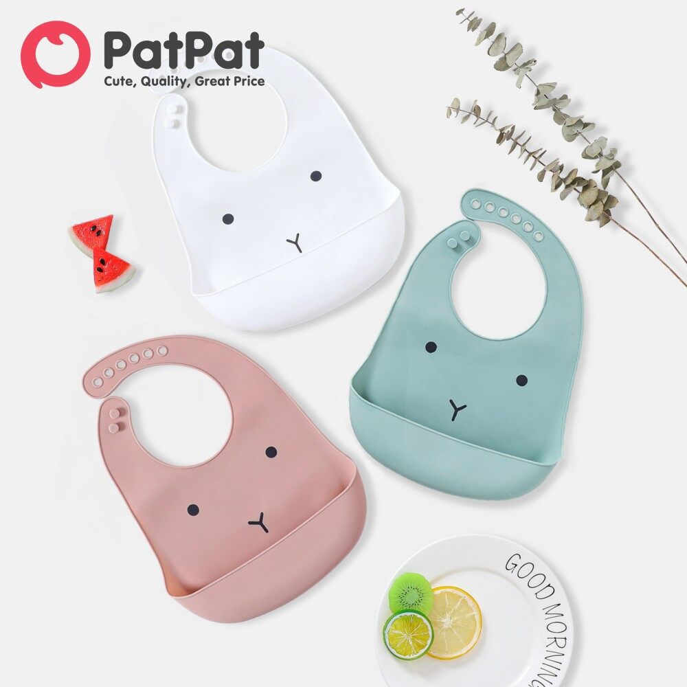 PatPat Food Grade Silicone Baby Bibs with Large Capacity Food Catcher