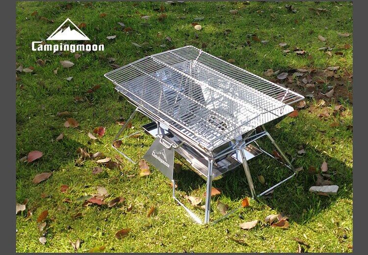 【Bóng】 bếp lò bằng thép không gỉ nướng BBQ gấp gọn di động cắm trại mặt trăng 3-6 cắm trại ngoài trời cá nhân dụng cụ nướng thịt ngoài trời