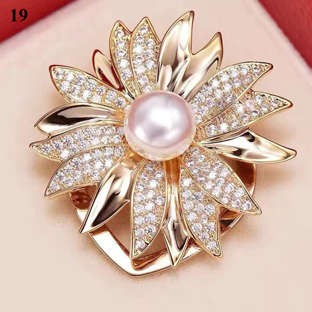 Trâm cài ngọc trai giả thời trang có khóa ba vòng thanh lịch cho nữ ghim cài khăn pha lê ghim chéo cong phụ kiện quần áo nhẫn kim loại kẹp khăn choàng khăn choàng