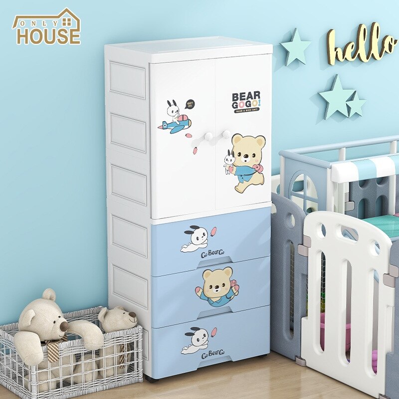 Lebi tủ quần áo trẻ em tủ quần áo hoạt hình đơn giản tủ đựng đồ chơi trẻ em tủ đựng đồ bằng nhựa cho bé tủ đồ nội thất gia đình