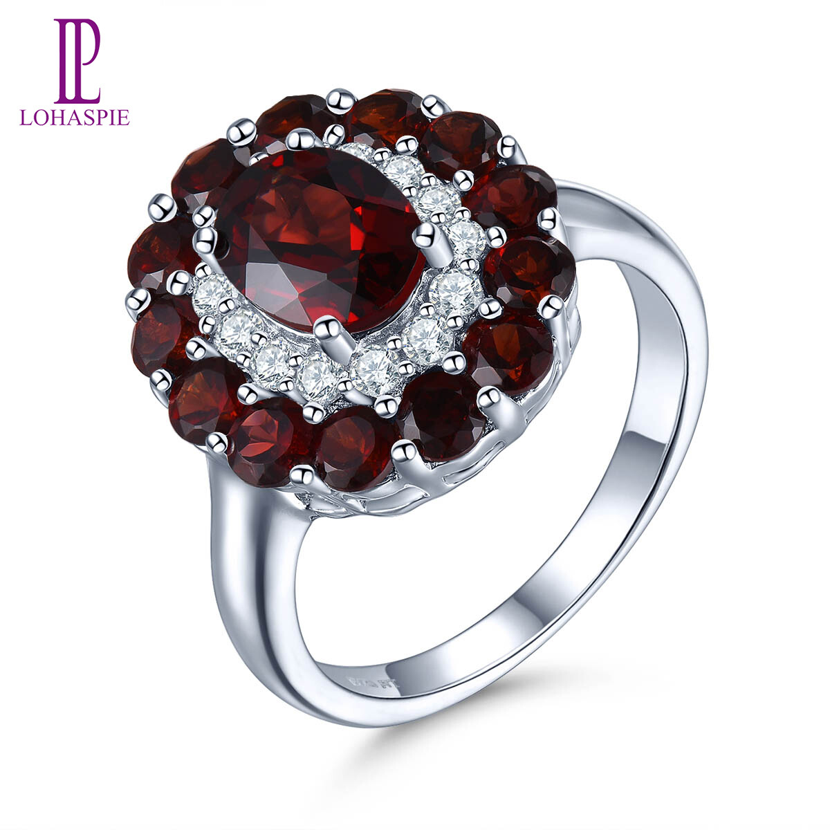 Natural Mozambique Garnet 925 Silver Ring Red Gemstone Solid 925 Sterling Silver Vintage Rings Fine Elegant Women Jewelry ราคา 3,114 บาท*ส่งฟรี