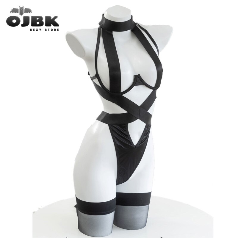 OJBK Game Nier Automata 2B Cosplay Costumes Women Sexy Bodysuit Pajamas Lingerie Bandage Hollow Out Swimsuit Swimwear Plus Size