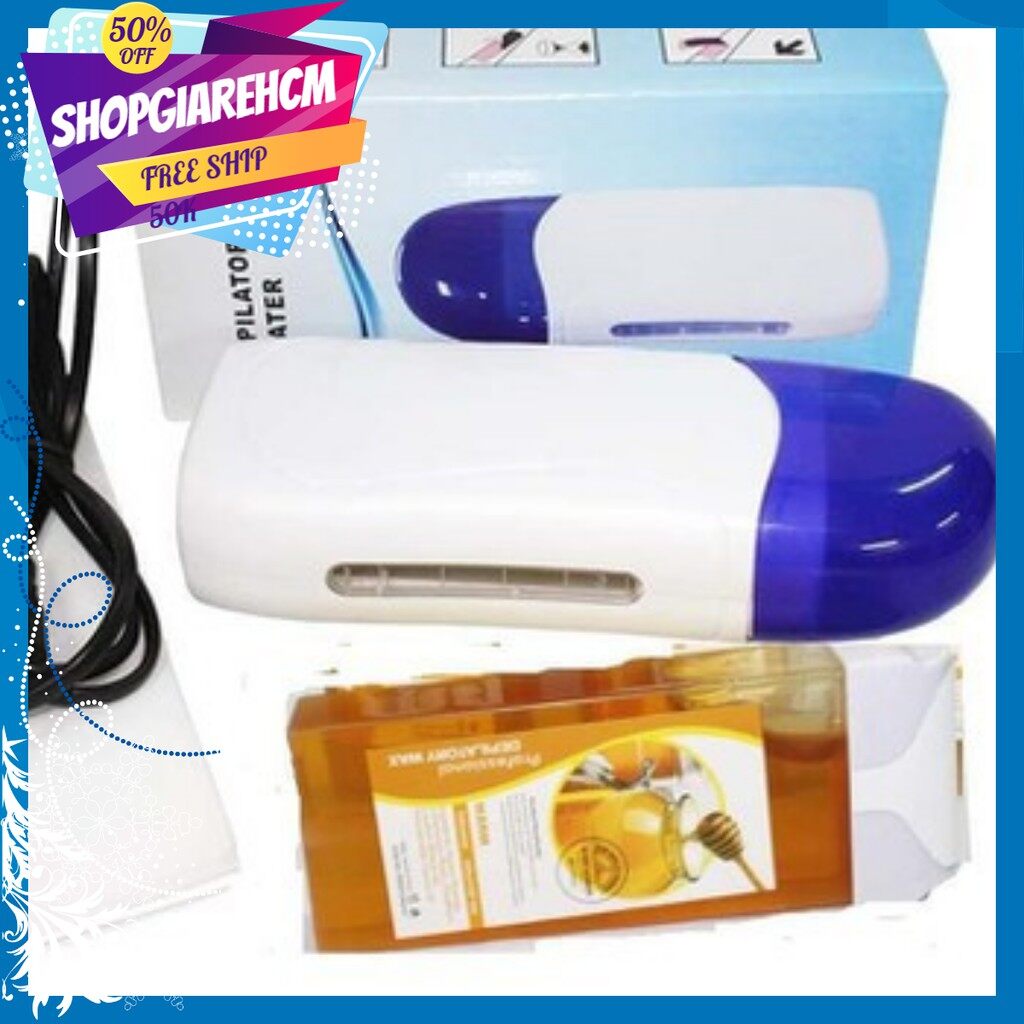 Combo máy wax lông kèm giấy wax và sáp mật ong