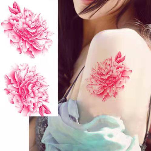 Miếng Dán Hình Xăm Hoa Mẫu Đơn Màu Hồng Chống Thấm Nước Và Chống Mồ Hôi Cho Nam Và Nữ Che Sẹo Cánh Tay Ngực