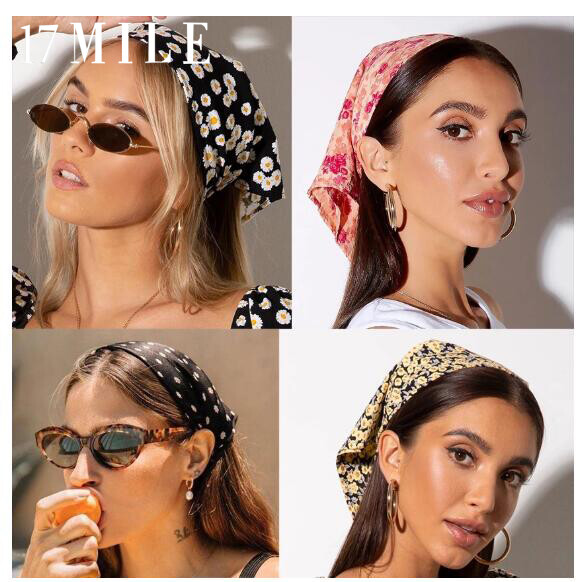 Băng đô cài tóc Bandanas in tam giác 17Mile có hoa văn phong cách Bohemian - INTL