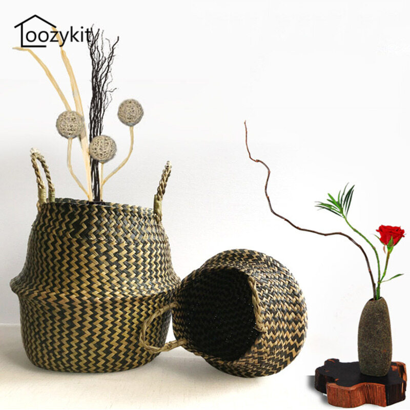 Loozykit giỏ làm cỏ biển giỏ mây treo chậu hoa giỏ đựng đồ giặt bẩn giỏ đựng đồ đồ chơi đồ lặt vặt quần áo cây cối