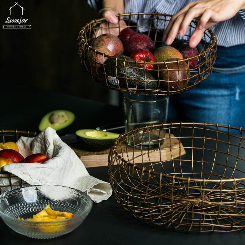 Sweetjar Kim Loại Lưu Trữ Giỏ Trái Cây Snack Giỏ Nhà Bếp Phòng Ngủ Đồ Ăn Vặt Đồ Ăn Nhẹ Giỏ Xếp Đồ Kiểu Bắc Âu