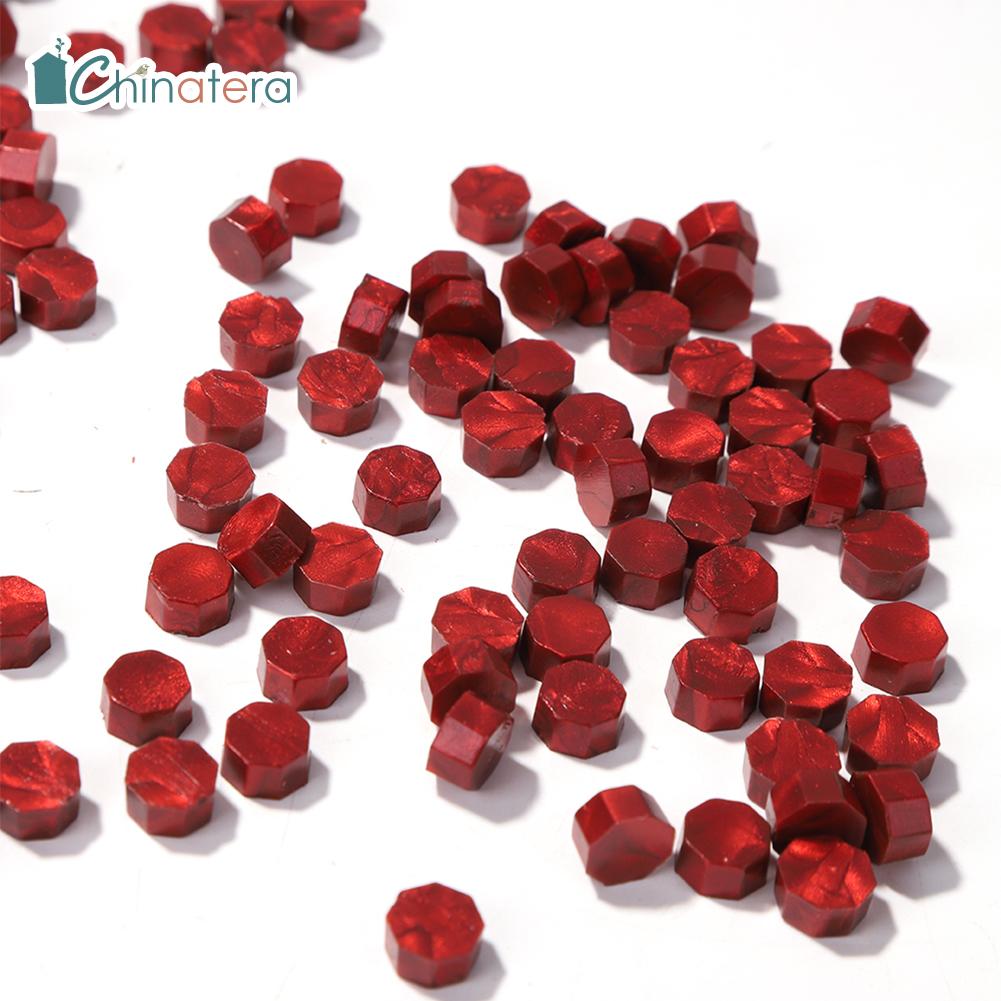 Chinatera ตราประทับติดขี้ผึ้งทรงแปดเหลี่ยมเรโทรสีแดงตราประทับปิดแวกซ์โบราณสำหรับแสตมป์ตัวอักษรเชิญแต่งงานแนวเรโทรจำนวน100ชิ้น