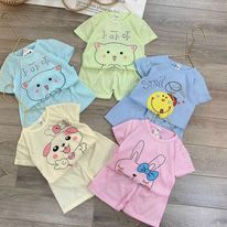 Bộ cộc tay cotton giấy nhiều mầu loại 1 cho bé trai, bé gái