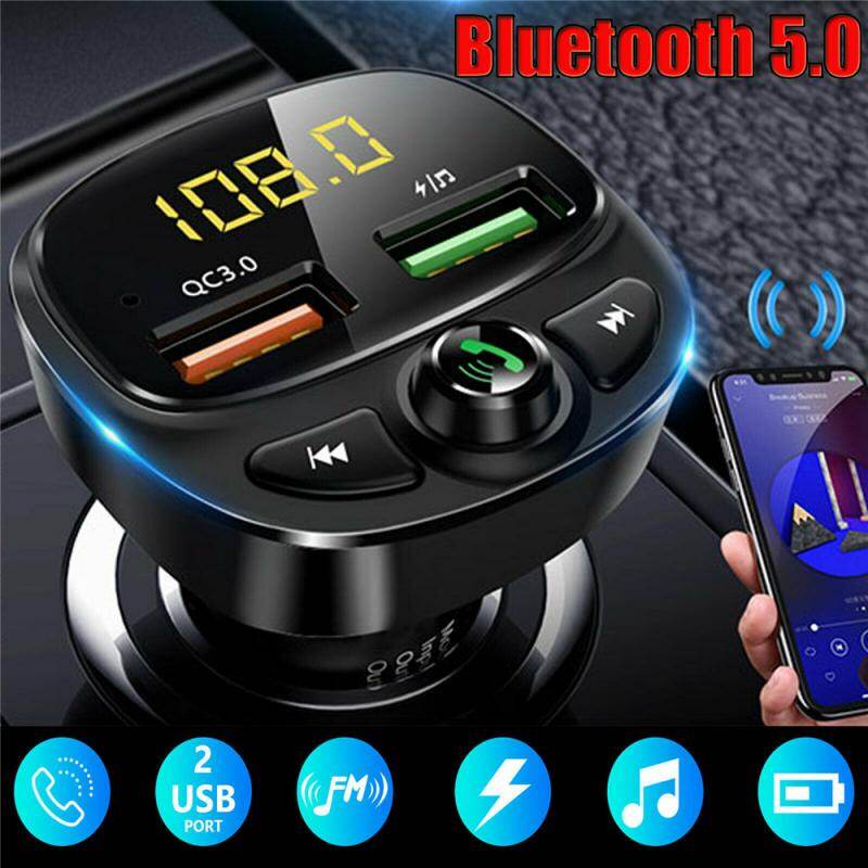 Bộ Sạc Điện Thoại Trên Xe Hơi QC3.0 Bộ Phát FM Không Dây 5.0 USB Tương Thích Bluetooth Bộ Phụ Kiện Xe Hơi Hsfree Thẻ TF Đĩa U Nhạc MP3