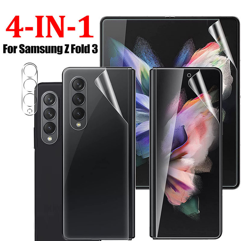 4-in-1 Unfolded Screen Film Folded Front Back Hydrogel Film Camera  Lens Tempered Glass for Samsung Galaxy Z Fold 5G Z Fold7 Fold6 