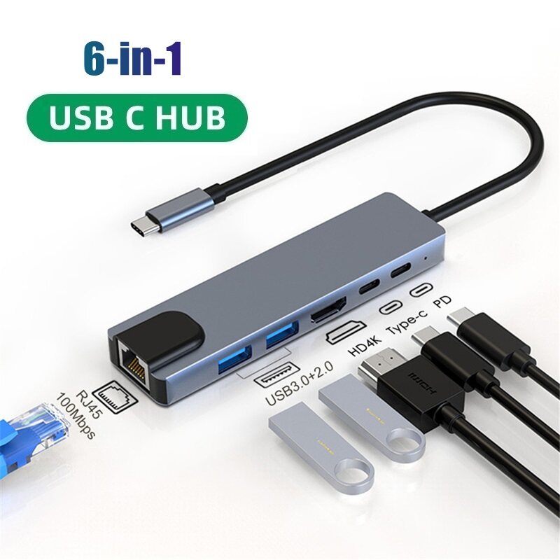 ZPOSTUN 6-IN-1 Dock Station USB C Hub Type