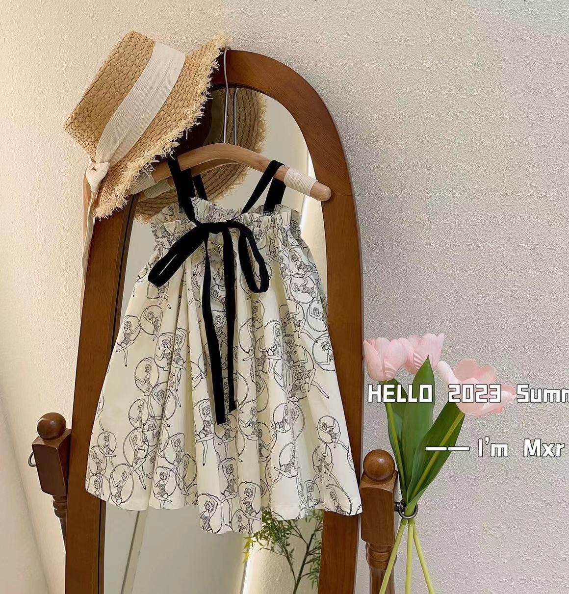 Cô Gái Giản Dị Dresses 2023 Sling Con Người váy hoa cô gái Trẻ Em Quần Áo