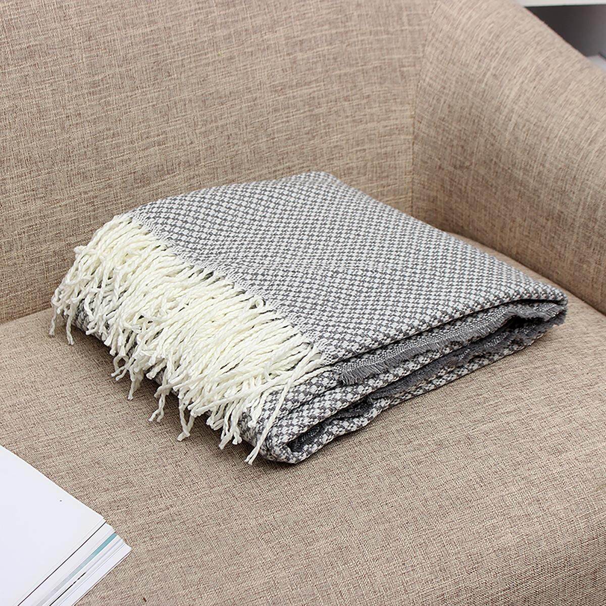 Generic 130x200cm(51.1”X78.7”) Sofa Throw Blanket Tassels Air Condition