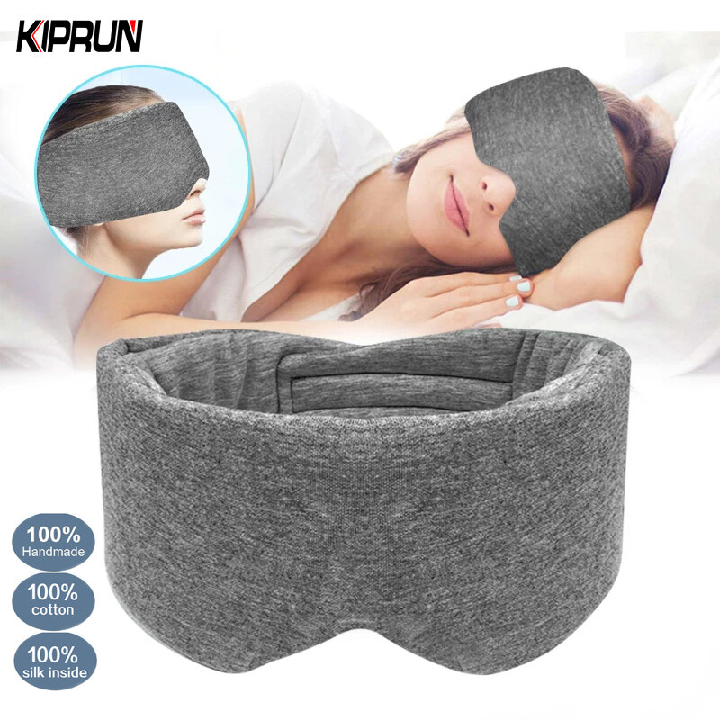 KIPRUN Full Cover Sleeping Eye Mask, 100% Handmade Cotton, Eye Mask for Sleeping Adjustable Blinder Blindfold, Sleep mask for Women/ Men
