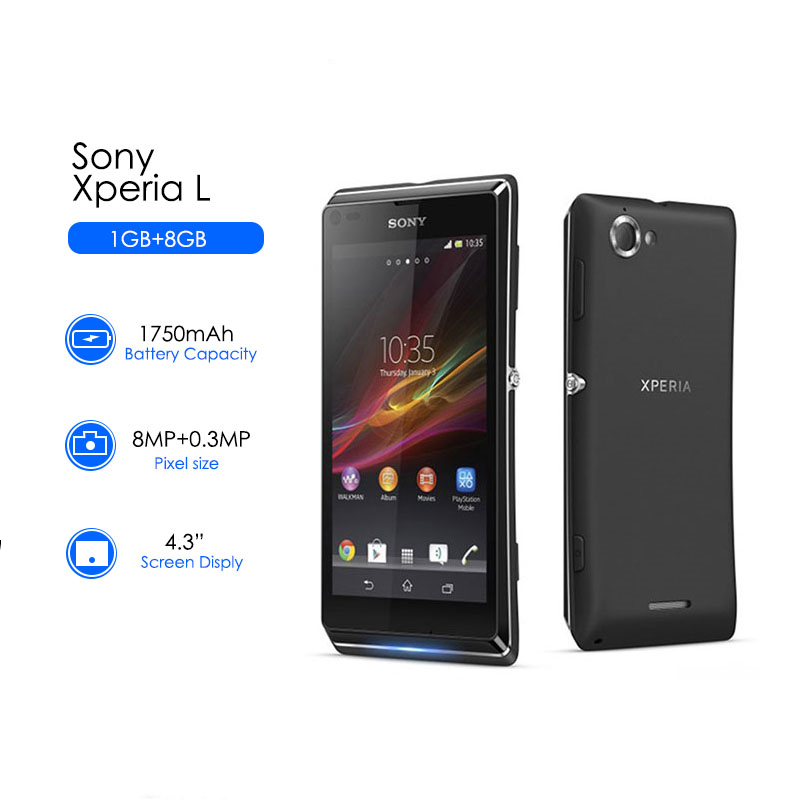 Sony Xperia L C2105 S36H Mobile Phones Original Unlocked GSM 3G Touch Screen 8GB ROM 4.3 Inch Android Phones ราคา 1,771 บาท*ส่งฟรี