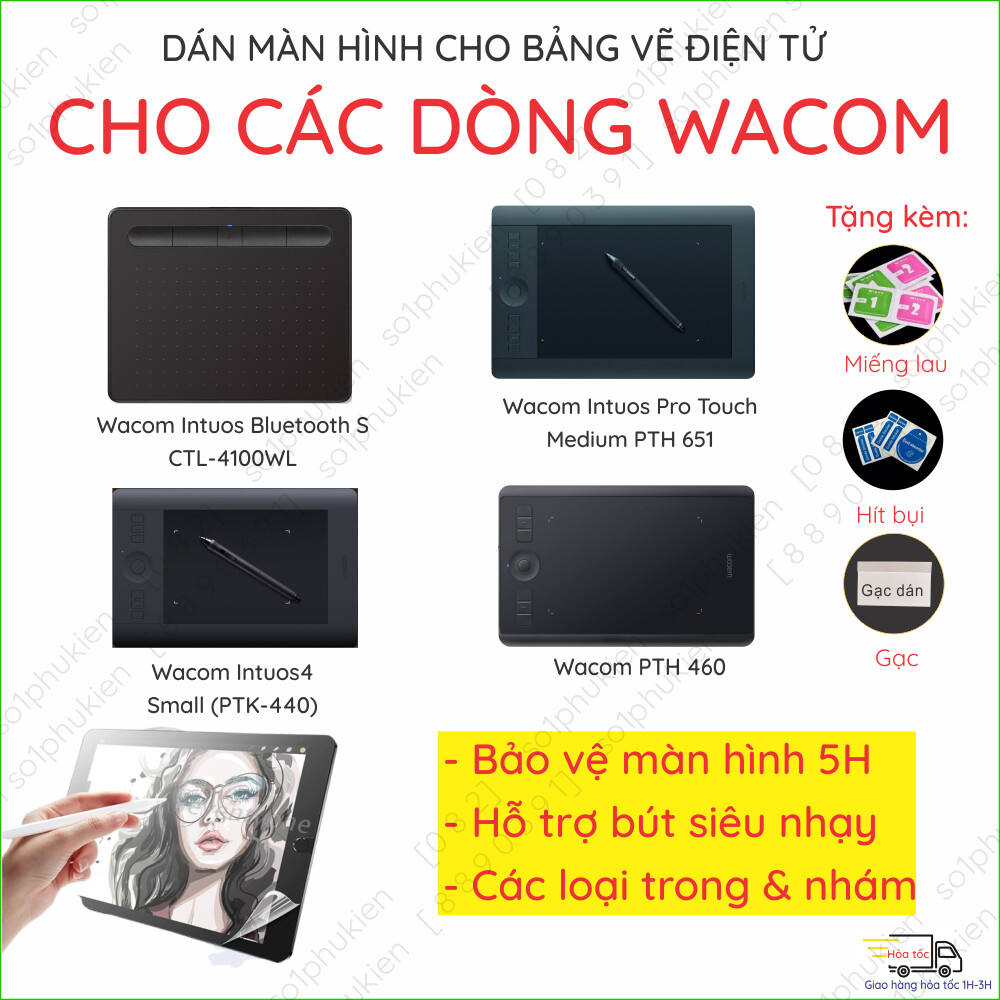 Dán màn hình bảng vẽ điện tử dòng Wacom Intuos Bluetooth S CTL-4100WL/Pro Medium(PTH-651)/PTH 460/In