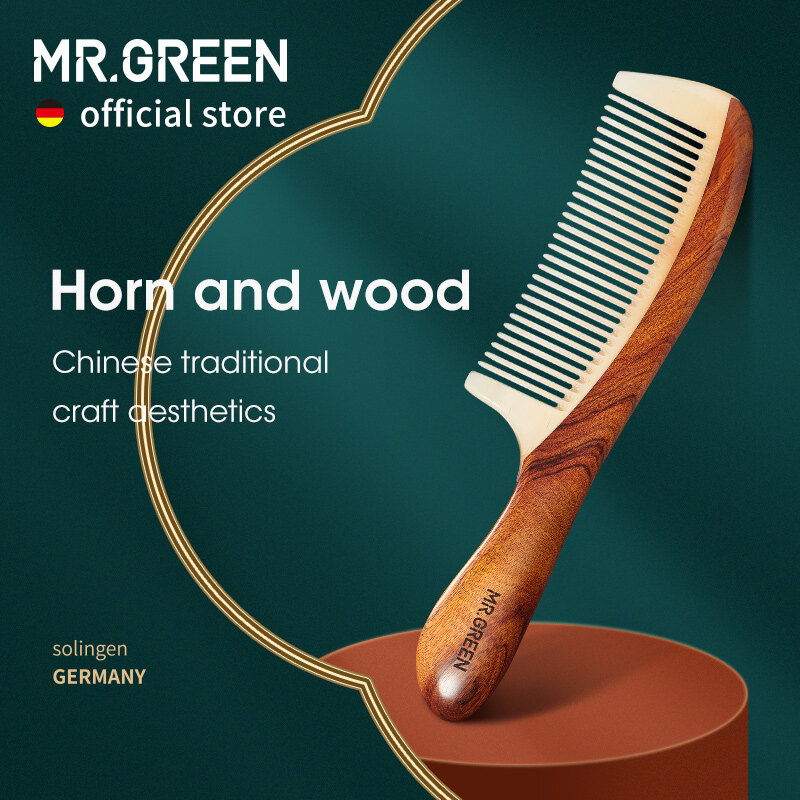MR.GREEN Comb Gỗ Tự Nhiên Với Cấu Trúc Nối Sừng Lược Chải Tóc Răng Tốt Chống Static Head Massage Huyệt Quà Tặng