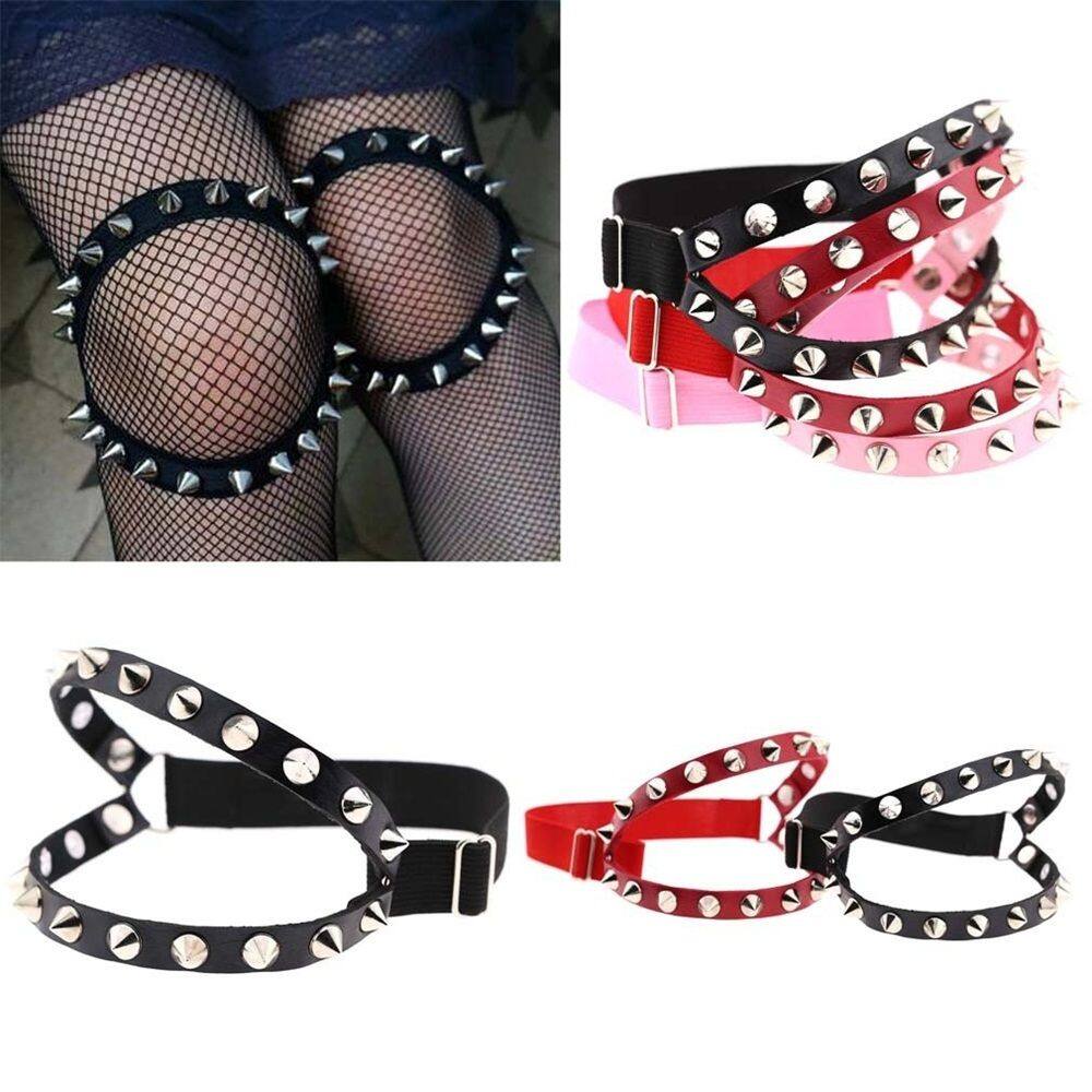 IUIUY สายรัดสามเหลี่ยมเข็มขัดรัดตัวหนังน่ารัก Ropa Harajuku Garters Goth Garter หนัง Garters เซ็กซี่ Punk