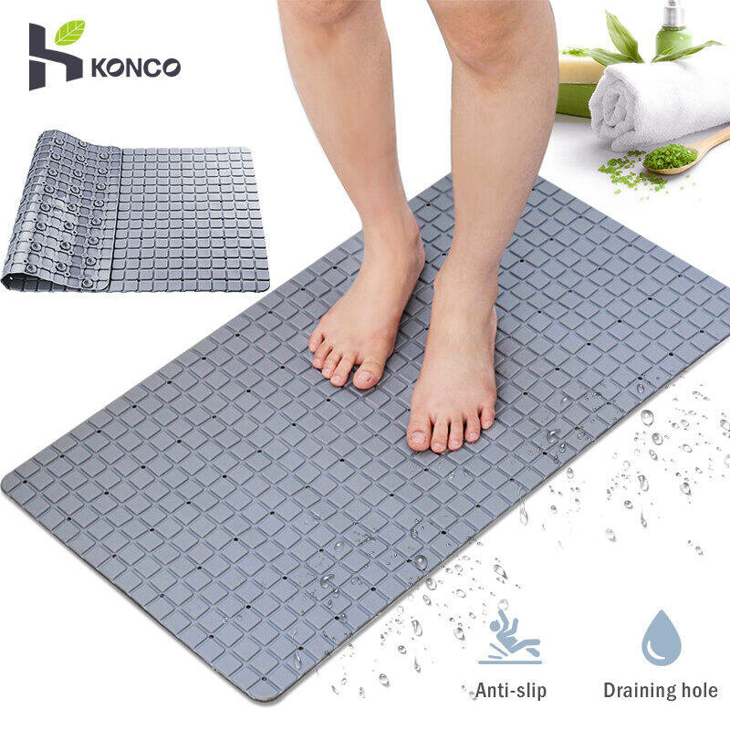 Konco Non-slip PVC Bathroom Mat For Toilet Gray White Bath Mats Shower Bathroom Carpet Eco-Friendly Suction Anti Slip Sucker Bath Rug Decor ราคา 324 บาท*ส่งฟรี