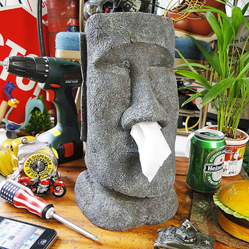 Hộp đựng khăn giấy moai hộp đựng khăn giấy bằng nhựa sáng tạo hộp đựng khăn giấy tượng đá moai cổ điển đảo phục sinh cho phòng khách gia đình