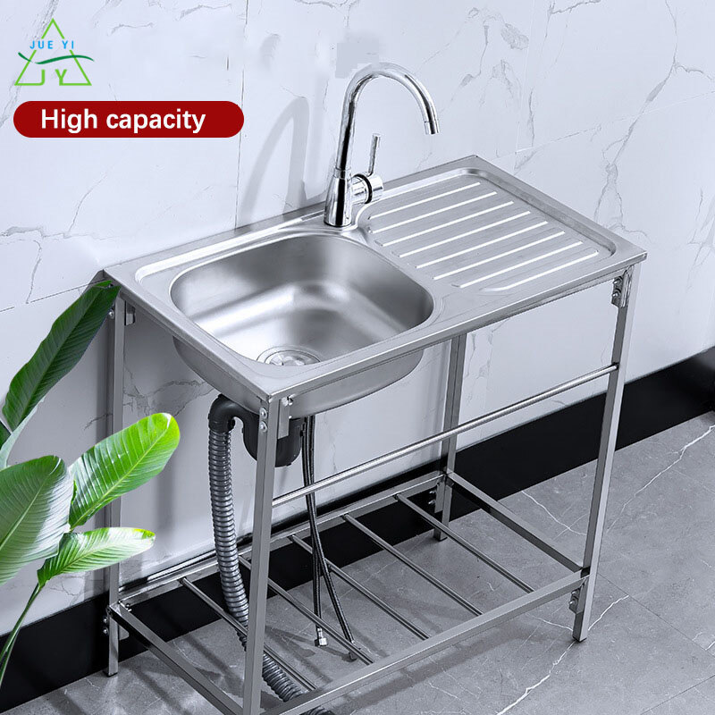 Ks không có vòi bồn rửa bằng thép không gỉ bồn rửa đơn tích hợp mặt bàn có bệ chậu rửa bát & rau củ gia dụng chậu rửa nhà bếp