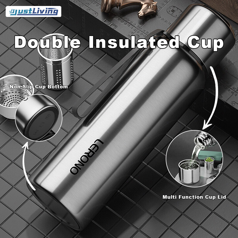 JustLiving Cốc Chân Không Giữ Nhiệt Cách Nhiệt Kép 1,5L Cốc Vại Bằng Thép Không Gỉ 316 Bình Lạnh Cách Nhiệt Cầm Tay Cốc Ấm Đun Nước Hai Lớp Chân Không