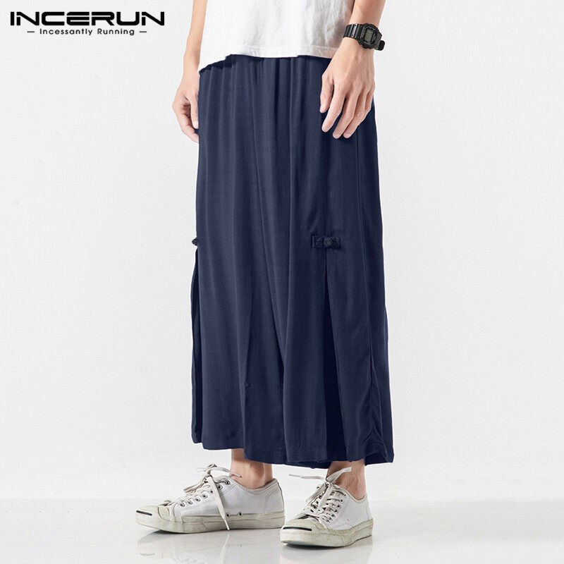 INCERUN Quần Nam Thường Ngày, Quần Nhật Bản Vải Lanh Cổ Điển Quần Thụng Rộng Thường Ngày