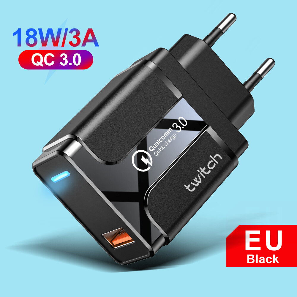 Twitch 18W USB 4.0 QC 3.0 PD ที่ชาร์จความเร็วสูง US/EU/UK ปลั๊กอะแดปเตอร์ Supercharger สำหรับ Apple / Huawei / Xiaomi/Oppo / Vivo/Samsung