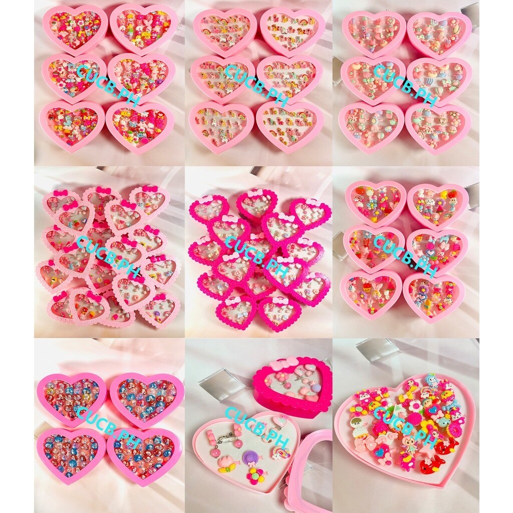 {ABBY jewelry storage} Children's ring earrings cartoon jewelry princess toy set heart-shaped box small gift girl jewe