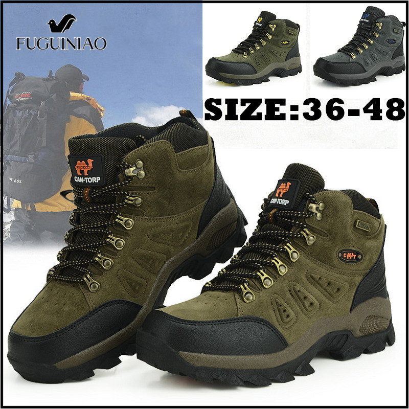 Fuguiniao 2021 Brand Classic Size 36-47 Outdoor Sports Hiking Boots Wear Resisting Men Women Work Shoes Footwear Mountain Sport Sneakers（Free Shipping） ราคา 49 บาท*ส่งฟรี