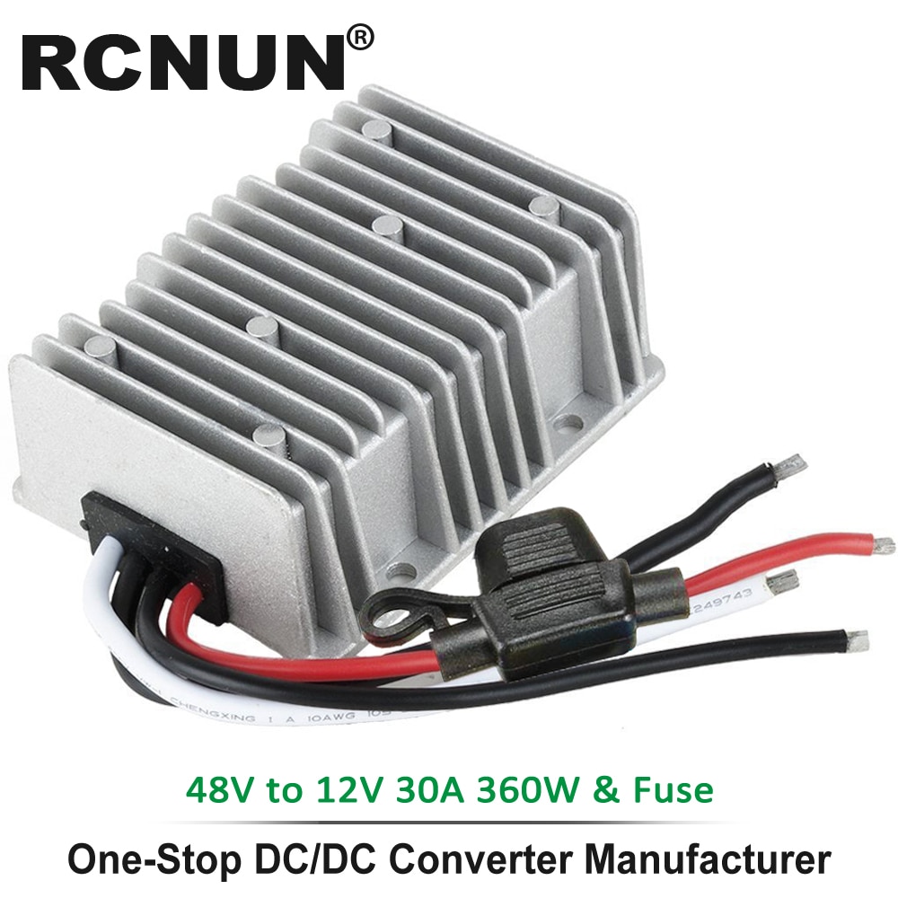 Rcnun bộ giảm điện áp 36v 48v sang 12v 30a 360w bộ chuyển đổi bước xuống dc dc mô đun buck hiệu suất cao rohs ce kèm cầu chì