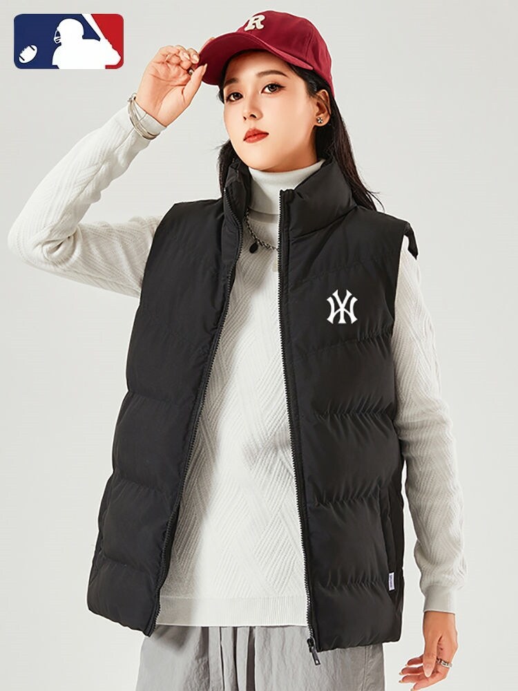 MLB American version of NY trendy brand thickened cotton vest for men 2023 autumn and winter ins couple vest vest warm stand-up collar jacket Authentic 2024 New style